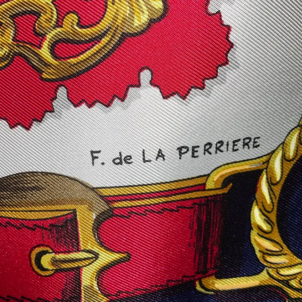 Hermes Scarf CARRE 90 "Cuiveeries" Carriage / Blue/ Red / Silk 100% NWT/BOX - Picture 12 of 16